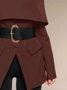 SHEIN BAE Women's Fashionable Off-The-Shoulder Blazer Belt Included Off Shoulder Winter Women Coat Business Women Clothes Winter Women Clothes Professional Tops Winter Women Outfits Women Blazers