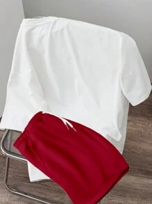 Manfinity Joysei Men's Fitted Knit Top And Woven Shorts Set, Cozy Outfits - Multicolor - View 2