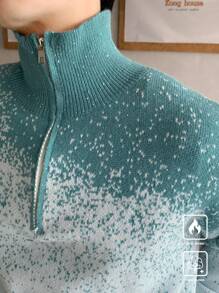 Manfinity CasualKnits Suéter casual de hombre con cremallera, hombros caídos y efecto degradado, para otoño/invierno - Multicolor - Ver 3