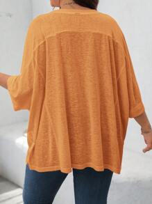 EMERY ROSE 大码休闲宽松基本款短袖 T 恤，适合居家和户外，夏季 - 珊瑚橙 - 查看 2