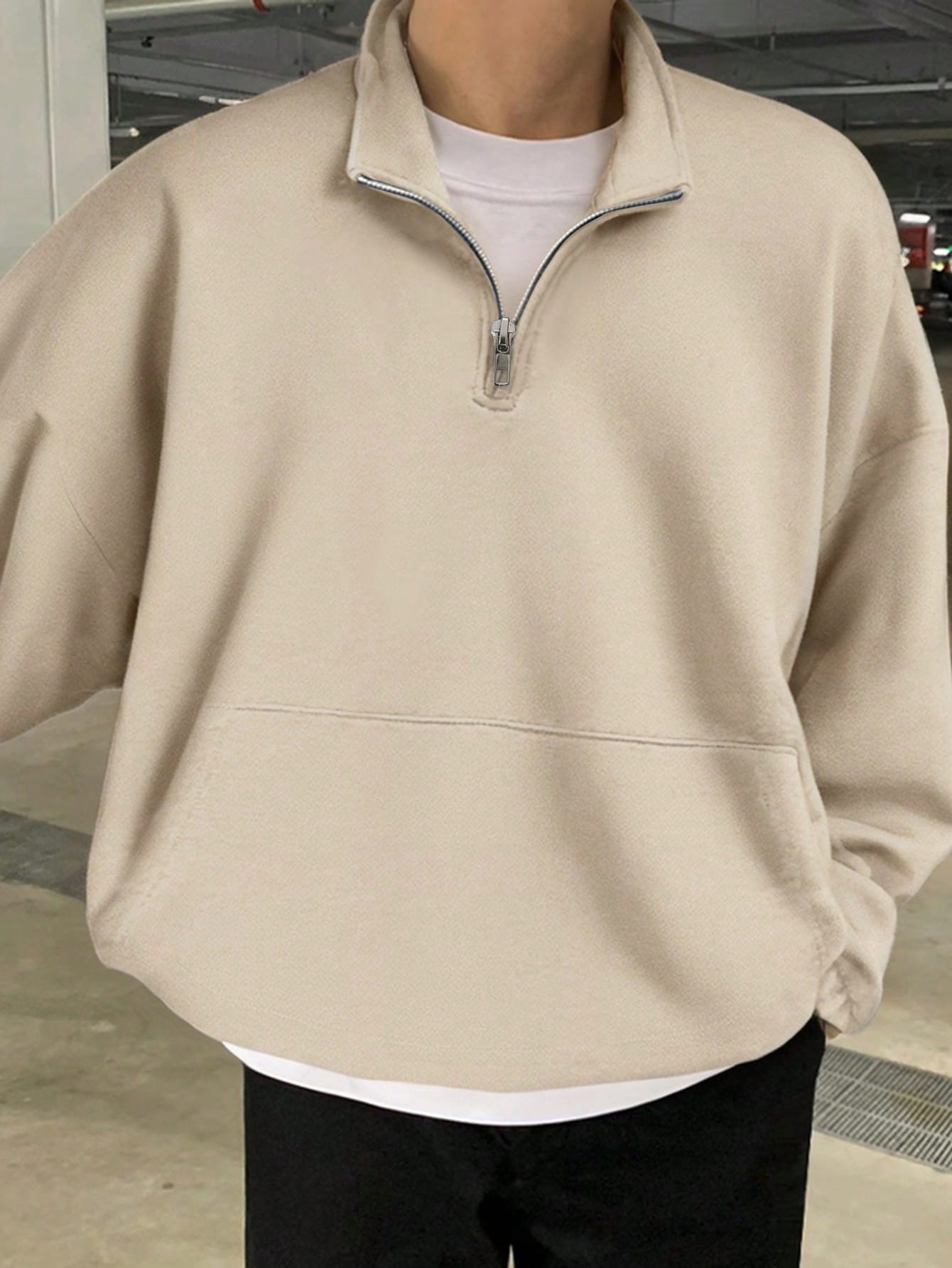 Manfinity Dauomo Men's Pullover Hoodie, Half Zip Up, Casual & Fashion Style, Suitable For School & Autumn/Winter