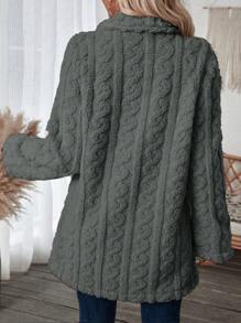 EMERY ROSE Casual Stand Collar Front Button Fleece Jacket, Autumn/Winter