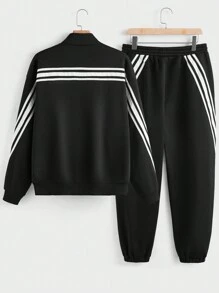 Manfinity VCAY 2pcs Men's Knitted Casual Loose Long Sleeve Cardigan & Drawstring Waist Straight Leg Pants Suit Set