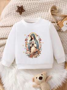 Babymeisjes gezellige Virgin Mary grafische ronde hals sweatshirt