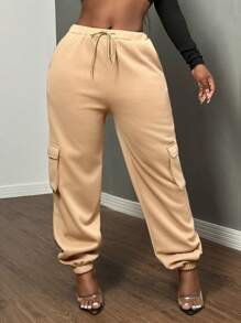 SHEIN SXY Thick Thermal Lined Warm Casual Sweatpants With Pockets, For Fall/Winter
