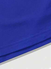Manfinity Roughcore Camiseta de manga corta suelta de unicolor con diseño en relieve de letra, estilo casual de calle para hombre, para el verano - azul real - Ver 6