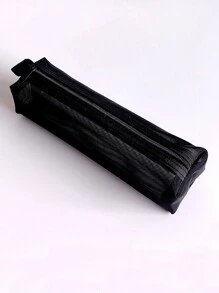 1 个 4.5 * 20 厘米透明网眼铅笔袋，办公室考试文具袋收纳袋，适用于学校办公室万圣节礼物收纳袋，容量大，收纳方便 - 黑色铅笔袋，学校用品，圣诞装饰圣诞礼物，返校，学校用品 - 黑色 - 查看 4