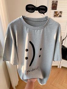 Comfortcana Áo thun nữ Hoạt hình Giải trí - Xám - Xem 3