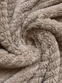 SHEIN EZwear Plus Size Women's Khaki Fuzzy Long Coat, Autumn/Winter