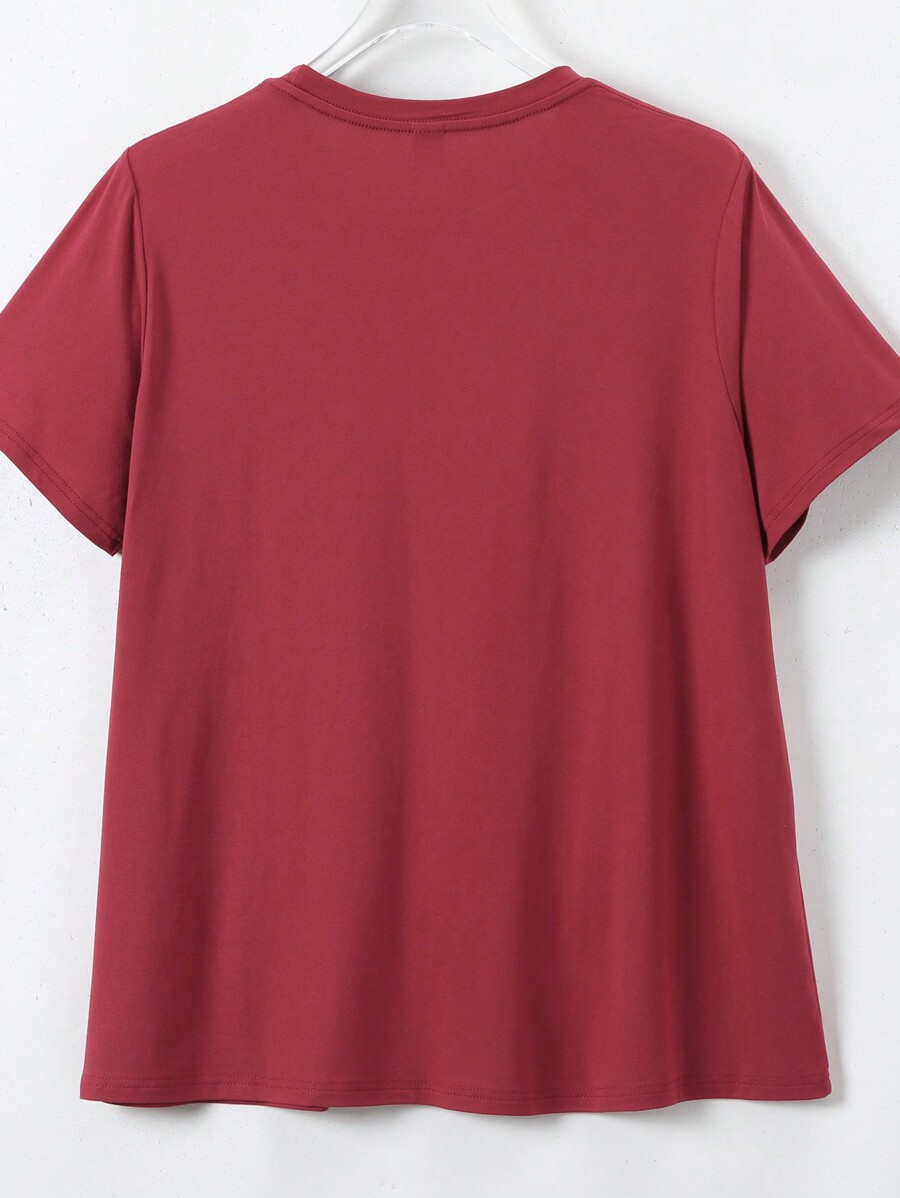 SHEIN Essnce Women's Holiday Christmas Printed TShirt, Casual Round Neck, Knitted Fabrics