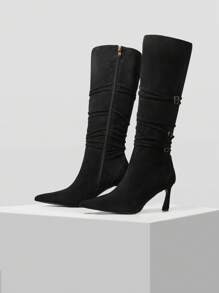 MOTF PREMIUM 2024 NEW SUEDE STILETTO KNEE-HIGH BOOTS FOR WOMEN, NEW YEAR HOLIDAY