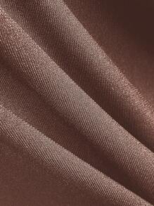 SHEIN Privé 女士黑色露肩不对称袖针织上衣 - 棕色 - 查看 6