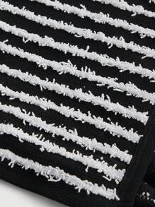 SHEIN MOD Women Black & White Stripe Knitted Top, Long Sleeve Outerwear Top, Autumn Knitwear, New Years - Black and White - View 4