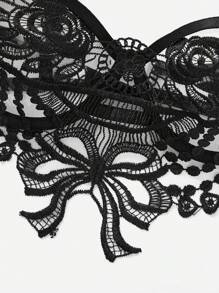 2pcs/Set Women Floral Embroidery Hollow Out Underwire Lingerie Set For Going Out - Black - View 4