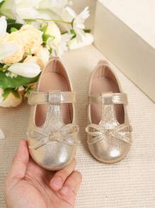 Chaussures bébé anti-dérapantes pour filles tout-petites avec décoration de nœud, pour l'automne/hiver