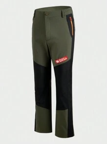 In My Nature Pantalones largos informales deportivos y al aire libre para hombres con bloques de color y parche con letras