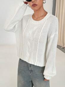 Flirla Women's Casual Street Style Twist Knit Sweater, Winter