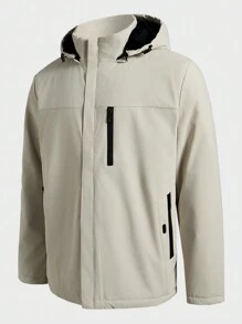 Gym Rark Boyfriend Style Men's Casual Drawstring Hooded Sportswear Jacket, Autumn - Apricot - View 3