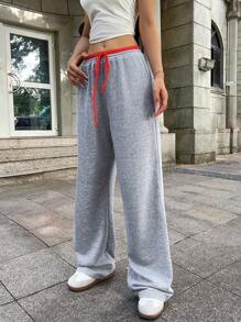 SHEIN Unity Women Drawstring Waist Color Block Casual Sweatpants, Suitable For Outdoor Leisure - Multicolor - View 3