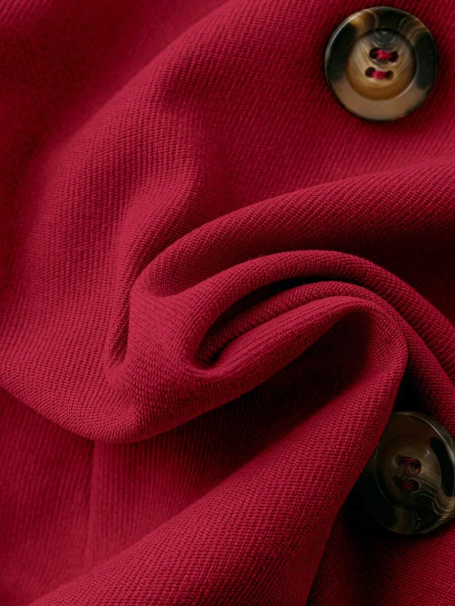 SHEIN Privé Plus Size Women TurnDown Collar Long Sleeve MidLength