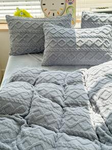 Bộ 3 vỏ chăn bông siêu mềm mịn - Bộ chăn bông lông vũ, Bộ chăn bông sang trọng, 1 vỏ chăn có khóa kéo và 2 vỏ gối, Không có chăn bông, Có sẵn cho kích thước giường đôi, giường lớn, giường King, giường Queen - Màu Xám nhạt - Xem 7