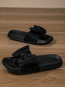Girls Comfy Fashion Casual Lightweight Bowknot Slippers For Summer - Black - View 5