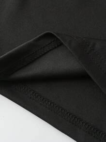 SHEIN Explorewe Cậu bé Tween Đồ họa Chữ cái Áo thun & Sọc trang trí Quần short - màu đen - Xem 9