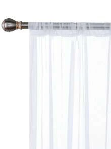 1pc Solid Color Sheer Curtain With Rod Pocket, Lightweight Transparent Voile Curtain For Bedroom, Study, Living Room, Balcony, 100% Polyester Transparent Voile Curtain, Allows Light To Pass Through, Suitable For Home, Daily Use - White - View 6