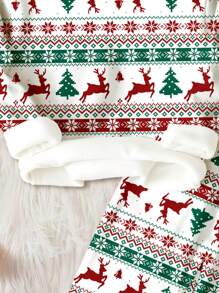 SHEIN Quần dài cổ tròn in họa tiết tuần lộc dễ thương, tối giản, thoải mái cho bé trai, phù hợp cho mùa thu/đông - Nhiều màu - Xem 3