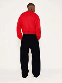 SUMWON Sudadera deportiva clásica, prenda esencial de streetwear contemporáneo, oversize, casual deportiva, ropa de estar en casa para otoño e invierno, pullover con cuello redondo, moda urbana