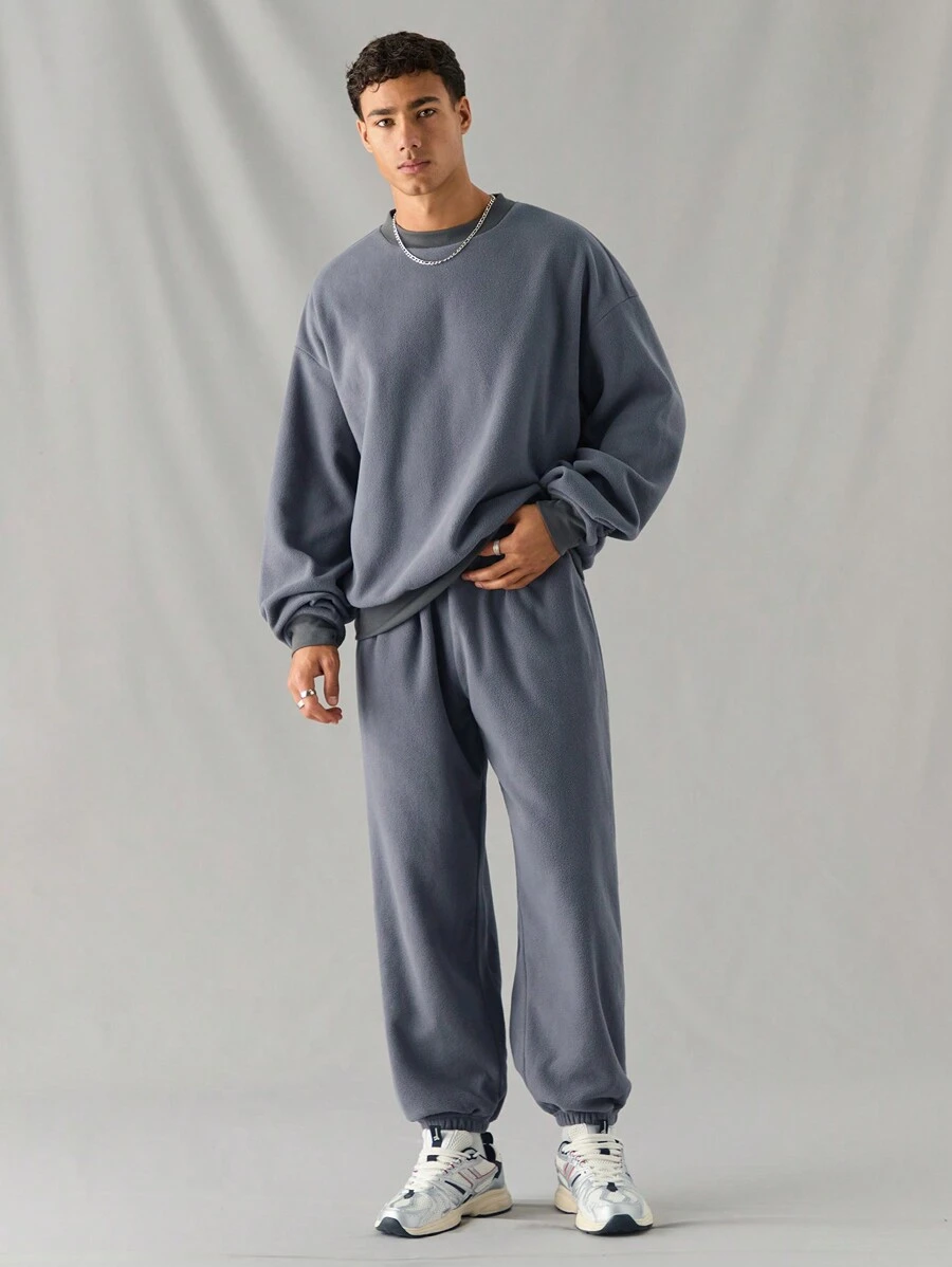 Manfinity RebelGame Bộ 2 quần dài tay rộng rãi thoải mái cho nam và quần ống đứng cạp rút - Xám - Xem 1