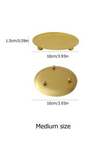 1pc Gold Decorative Iron Plate Candle Holder Stand Candle Plate For LED & Wax Candles, Incense Cones, Spa, Weddings Jewelry Storage Tray, Spooky, Autumn, Winter, Holiday, Festival Valentine's Day, Valentines Wedding, Birthday, Room Decor, Ramadan Decor, Home Decor, Bedroom Decor, Bathroom Decor, Candle, Home Decor Living Room, Kitchen Decor