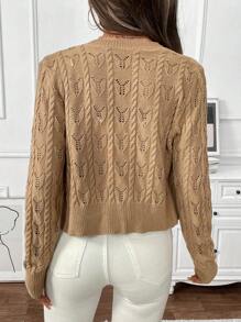 SHEIN Clasi Women Autumn Front Button Jacquard Textured Soft Cardigan,Cardigans In Women,Sweater
