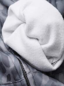 DAZY Damen Leoparden-Muster gefütterter Reißverschluss-Hoodie Sweatshirt, Jacke für Herbst/Winter - Grau - Übersicht 4