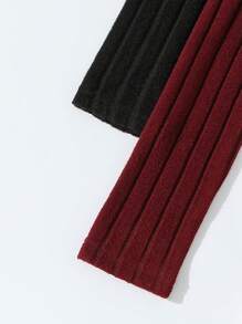 Teen Girls 3pcs/Set Casual Simple Solid Velvet Rib T-Shirt, Autumn - Multicolor - View 7