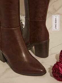 SHUZIA Bestseller Women's Wide Shaft&Wide Fit Brown Knee High Boots New Year Holiday