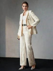 MOTF PREMIUM 对比色亮片缝线喇叭裤（无腰带）