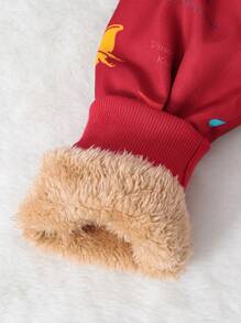 1 chiếc áo khoác in hình khủng long dễ thương lót nhiệt cho bé trai, thích hợp mặc hàng ngày, đi học, vui chơi ngoài trời vào mùa thu và đông - Đỏ - Xem 4