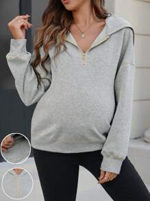 SHEIN Sudadera con capucha casual y forrada térmicamente para mujeres embarazadas, apta para otoño/invierno, para maternidad