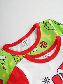 2pcs Set Baby Boy Christmas Devil Print Long Sleeve Top - Multicolor - View 7