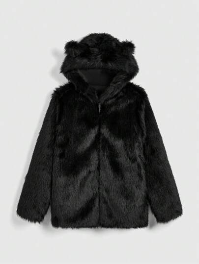 Our Grunge Punk Y2K Style Fluffy Cat Ear Loose Jacket is