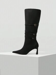 MOTF PREMIUM 2024 NEW SUEDE STILETTO KNEE-HIGH BOOTS FOR WOMEN, NEW YEAR HOLIDAY