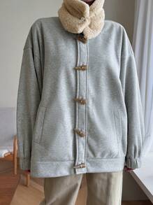 DAZY Women Button Front Long Sleeve Pocket Casual Jacket, Everyday Wear