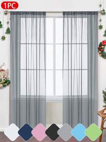 1 pièce Panneau de rideau en voile transparent avec poche pour tringle, léger et transparent pour chambre à coucher, bureau à domicile, salon, décoration de balcon