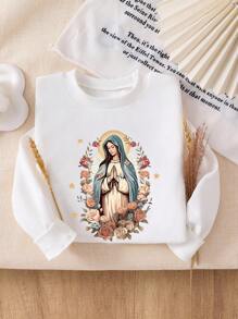 Babymeisjes gezellige Virgin Mary grafische ronde hals sweatshirt