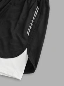 Manfinity Sport Corelite 男友风男士正面扎染拼色印花简约休闲运动短裤 - 黑色 - 查看 4