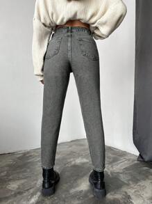 SHEIN Cottnline 100%Cotton Slim Fit Denim Jeans With Slant Pockets - Grey - View 2