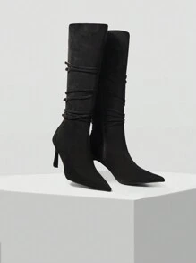 MOTF PREMIUM 2024 NEW SUEDE STILETTO KNEE-HIGH BOOTS FOR WOMEN, NEW YEAR HOLIDAY
