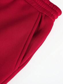 Manfinity Hypemode Pantalon de survêtement pour hommes, style décontracté, contraste de couleurs, broderie d'étoile, taille avec cordon de serrage