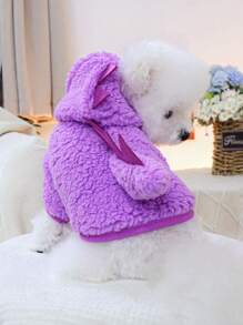 PETSIN 1 件宠物可爱紫色恐龙服装，带 3D 尾巴和腿，适合狗狗的保暖连帽开衫，适合秋冬季